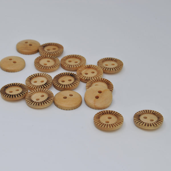 Button - Wood ‘Pie Crust’ – 15mm